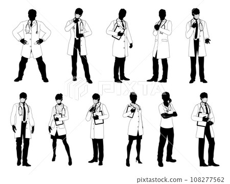 Doctor Men and Women Medical People Silhouette Set Doctor Men and Women Medical People Silhouette Set 108277562