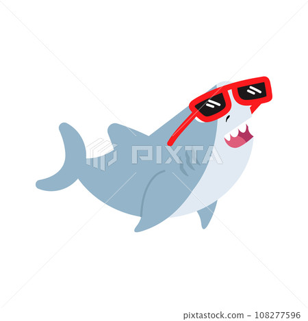 Cute shark wearing sunglasses open mouth Cute shark wearing sunglasses open mouth 108277596