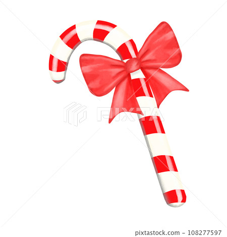 Candy cane with red ribbon 108277597