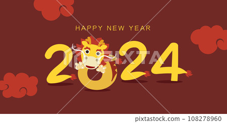 Cartoon character of chinese dragon. 108278960