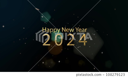 New year 2024, beautiful background, New Year celebration. Animated text that says Happy New Year 2024. Celebration to welcome the new year. 3D Illustration. 108279123