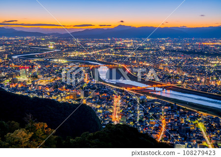 Gifu Prefecture, night view from Mt. Kinka Gifu Prefecture, night view from Mt. Kinka 108279423