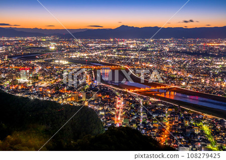 Gifu Prefecture, night view from Mt. Kinka Gifu Prefecture, night view from Mt. Kinka 108279425