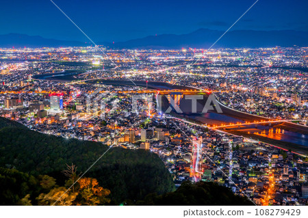 Gifu Prefecture, night view from Mt. Kinka Gifu Prefecture, night view from Mt. Kinka 108279429