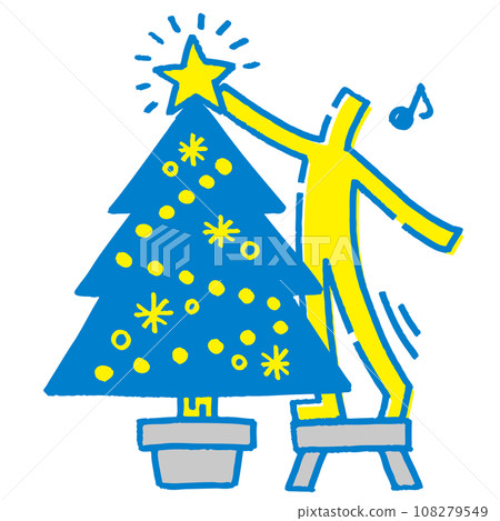 火柴人裝飾聖誕樹。 108279549