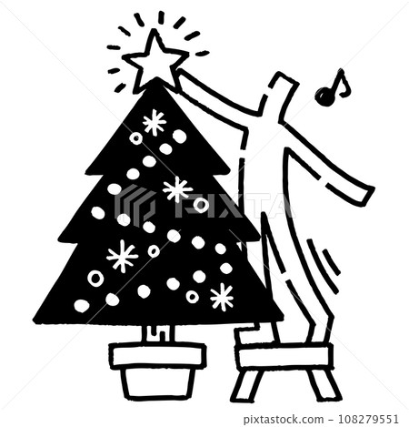 火柴人裝飾聖誕樹。 108279551