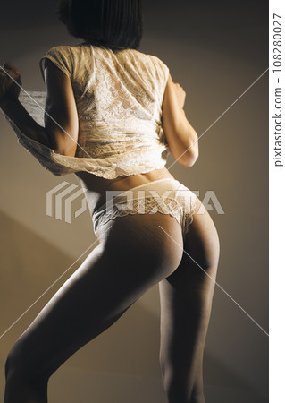 Sensuous lingerie model posing in studio Sensuous lingerie model posing in studio 108280027