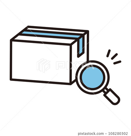 Box and magnifying glass icon Box and magnifying glass icon 108280302