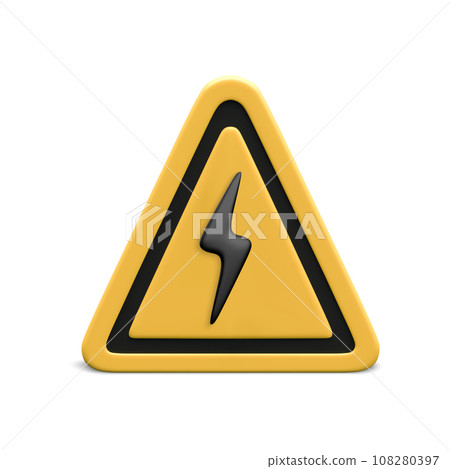 3d realistic high voltage icon isolated on white background. Danger sign. Vector illustration 3d realistic high voltage icon isolated on white background. Danger sign. Vector illustration 108280397