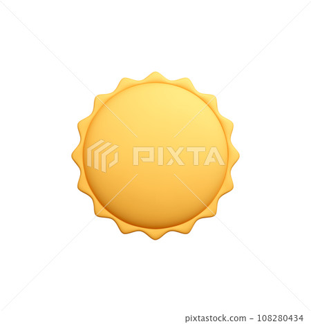 3d realistic sun in cartoon style isolated on white background. Vector illustration 108280434
