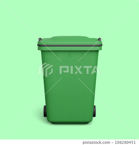 3d realistic trash can isolated on green background. Vector illustration 108280451