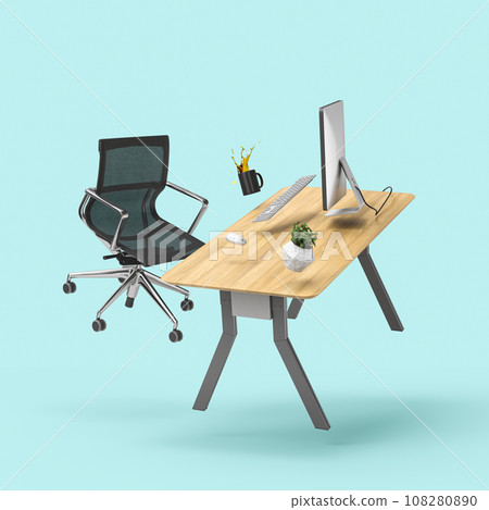 Zero gravity white interior office room 3 D Illustration 108280890