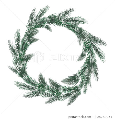 Wreath for New Year or Christmas. Digital illustration. isolated on white background. Suitable for cards, banners, decorations, advertisements, gifts Wreath for New Year or Christmas. Digital illustration. isolated on white background. Suitable for cards, banners, decorations, advertisements, gifts 108280935