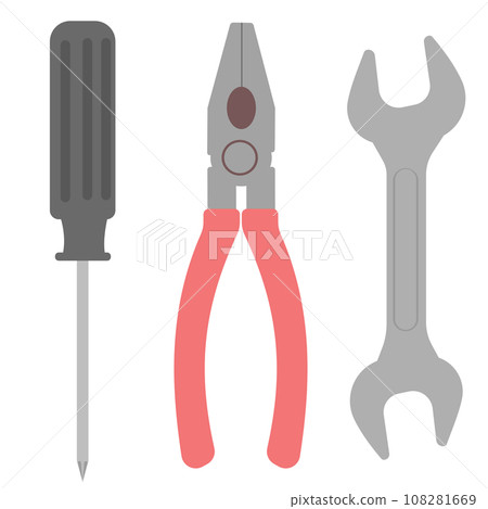 Tool set of screwdriver, nippers and spanner Tool set of screwdriver, nippers and spanner 108281669