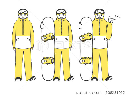 Male snowboarder full body illustration set Male snowboarder full body illustration set 108281912