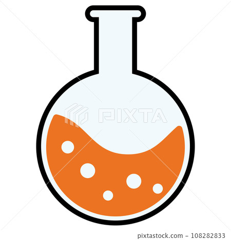 Illustration of liquid in flask 108282833