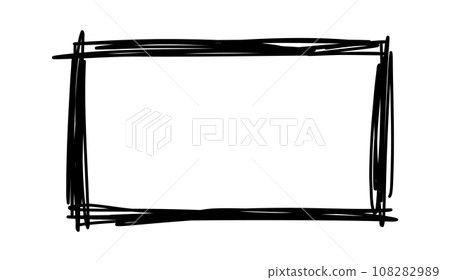 Doodle frames. Rectangle hand drawn borders. Squared ornament frame for sketchbook or bullet journal. Vector collection 108282989