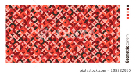 Geometric trendy pattern, Bauhaus style. Modern colorful background with simple elements. Retro texture with basic geometric shapes. Print design, minimalist poster cover. Vector illustration 108282990