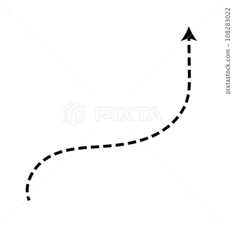 Dashed arrow set. Vector doodle dot line. Thin pointer arrows 108283022