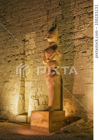 Night view of statue in Karnak temple. Luxor. Egypt. Night view of statue in Karnak temple. Luxor. Egypt. 108283231