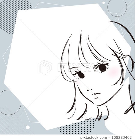 女孩插畫橫幅單色ver. 女孩插畫橫幅單色ver. 108283402