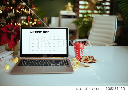 modern Christmas decorated green office modern Christmas decorated green office 108283413