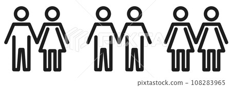 Illustration of a man and woman couple and love and affection objects 108283965