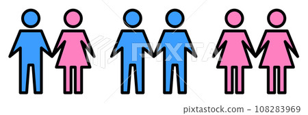 Illustration of a man and woman couple and love and affection objects 108283969