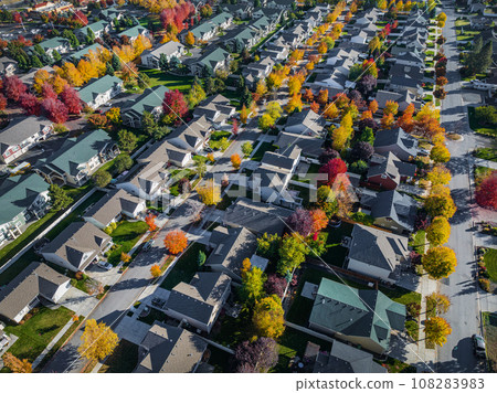 spokane neighborhood homes aerial view autumn spokane neighborhood homes aerial view autumn 108283983