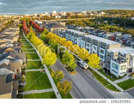spokane kendall yards autumn aerial view downtown spokane kendall yards autumn aerial view downtown 108283991