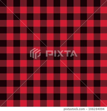 plaid flannel pattern, black and red checkered seamless repeatable texture, vector 108284094
