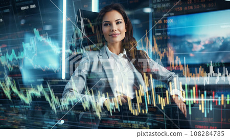 Business Expert with Holographic Crypto Display Business Expert with Holographic Crypto Display 108284785