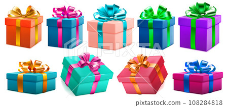 Set of colored gift boxes 108284818