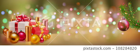 Gift boxes, candles and balls Gift boxes, candles and balls 108284820