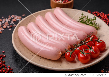Delicious fresh vegetarian sausage or sausage made from vegetable protein tofu or seitan 108285994
