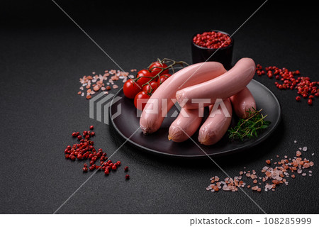 Delicious fresh vegetarian sausage or sausage made from vegetable protein tofu or seitan 108285999