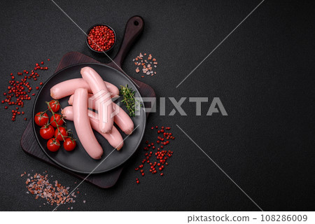 Delicious fresh vegetarian sausage or sausage made from vegetable protein tofu or seitan 108286009