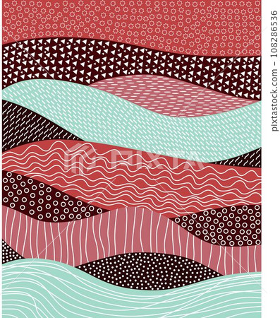 Decorative pattern. Vector illustration with abstract waves or dunes or hills. Geometric ornament. 108286536