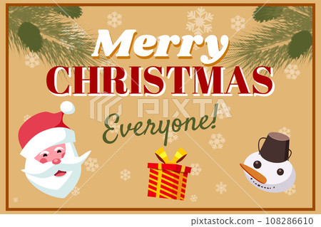 Merry Christmas retro banner Santa and snowman Merry Christmas retro banner Santa and snowman 108286610