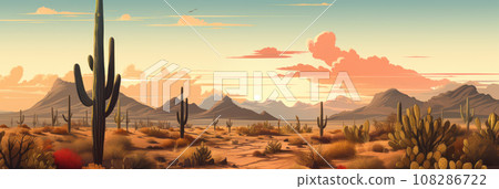 Desert landscape with sands and mountains 108286722