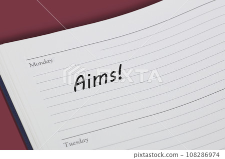 Aims reminder message in an open diary 108286974