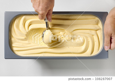 box of vanilla ice cream box of vanilla ice cream 108287007