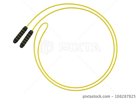Yellow skipping rope or jumping rope isolated on white background. 108287825