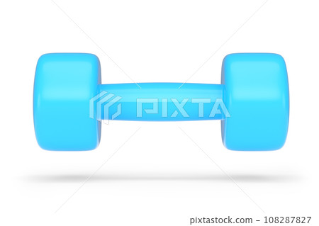 Rubber blue dumbbell isolated on white background Rubber blue dumbbell isolated on white background 108287827
