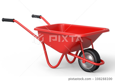 Garden wheelbarrow isolated on white background. Handcart with wheel. Garden wheelbarrow isolated on white background. Handcart with wheel. 108288100