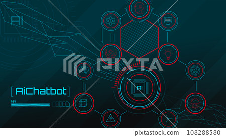 Conceptual technology with Chatbot with artificial intelligence. 108288580