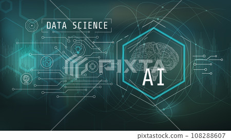 Virtual infographic with digital human brain. 108288607
