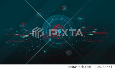 Futuristic interface with electronic chips and artificial intelligence. 108288631