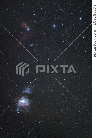 冬季星空:獵戶座星雲、燃燒樹、馬頭星雲 冬季星空:獵戶座星雲、燃燒樹、馬頭星雲 108289175