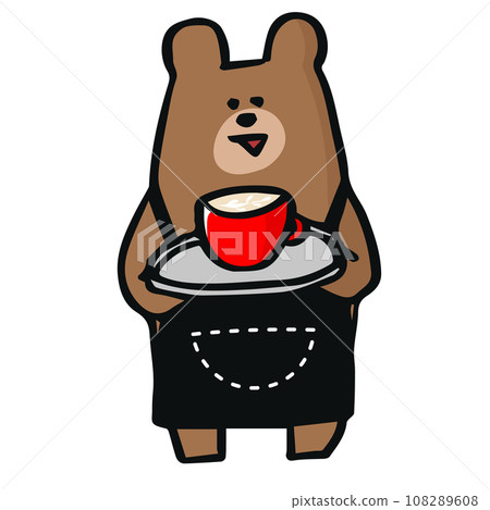 拿著咖啡的店員熊 拿著咖啡的店員熊 108289608